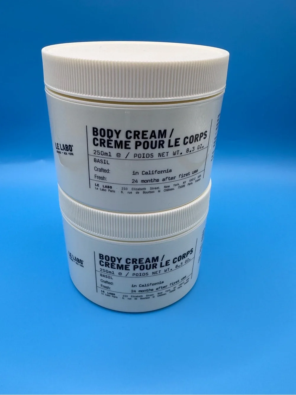 2 x Le Labo Body Cream Basil 250ml each